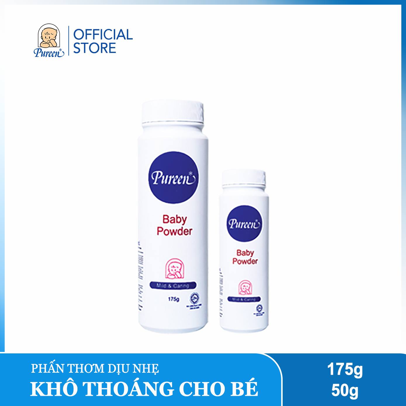 Phấn thơm dịu nhẹ Pureen - Hạn chế kích ứng - 50g/100g
