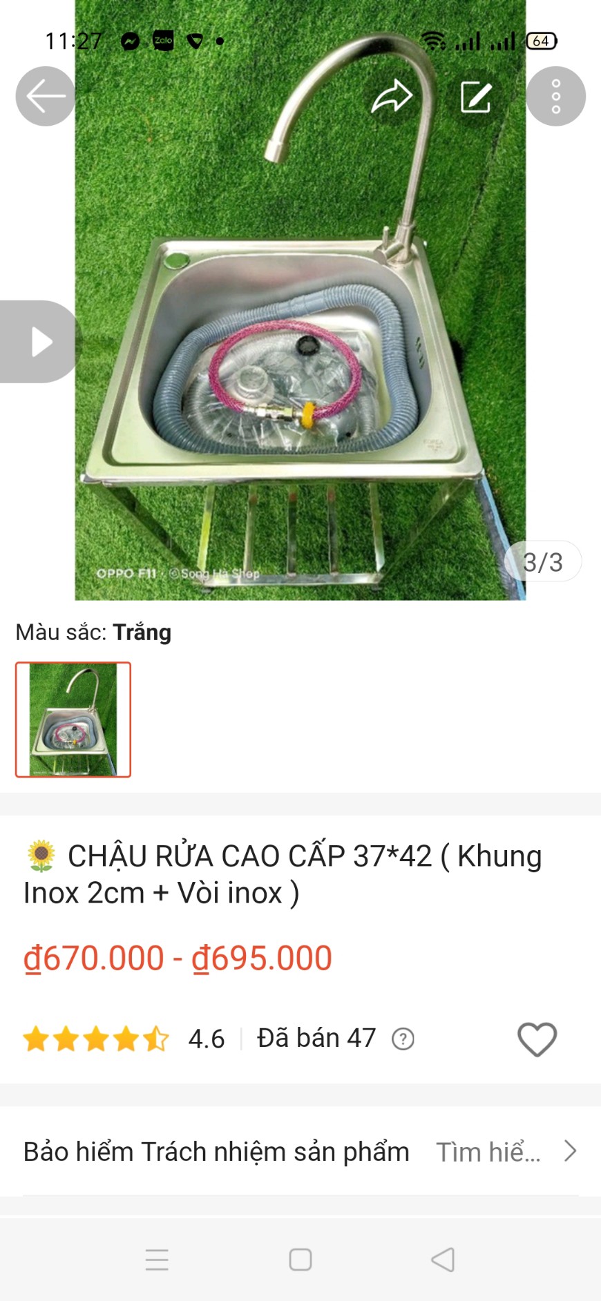 chậu rửa bát 1 hố 37x42 cm khung sắt mạ kẽm