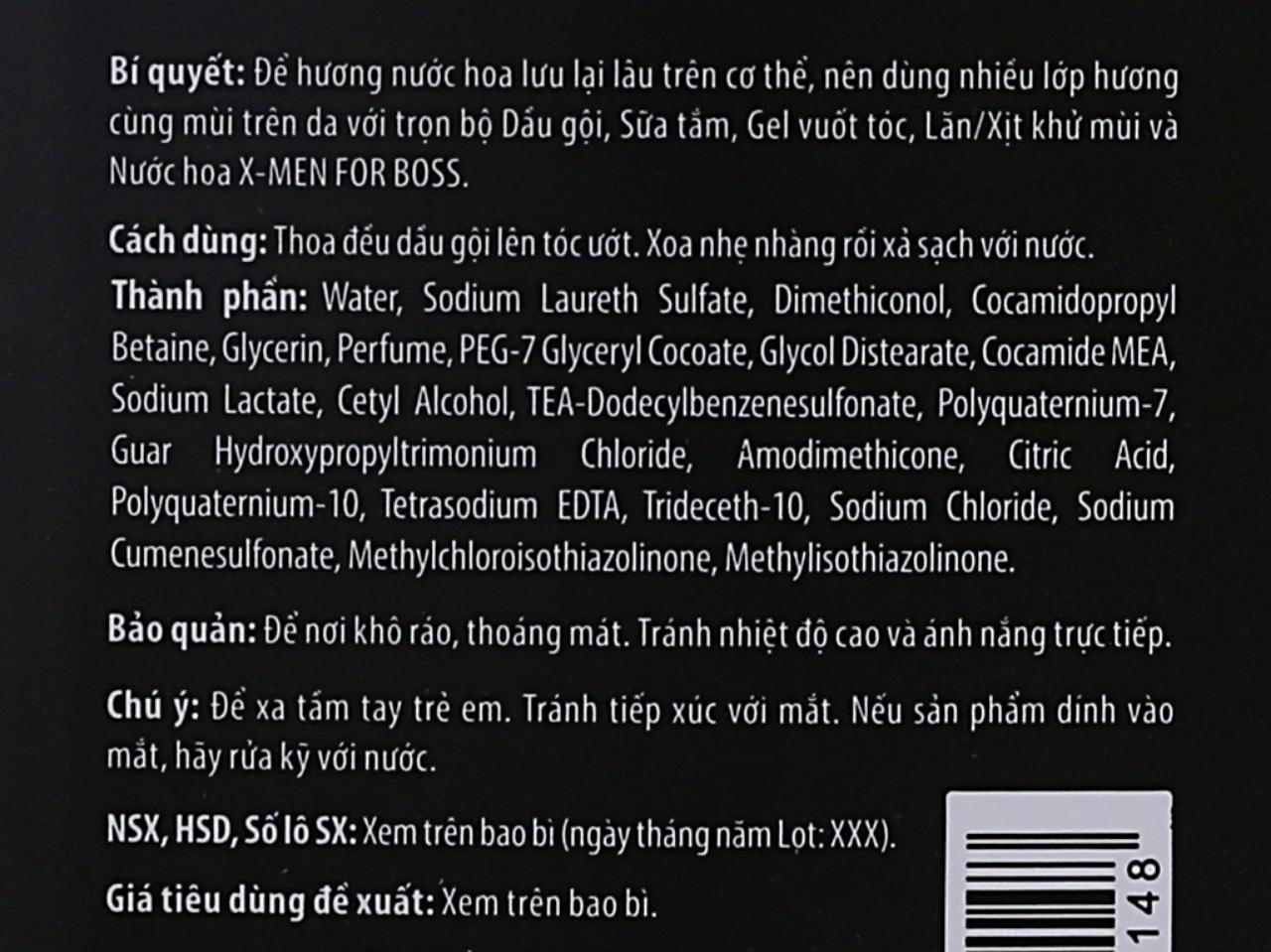 Dầu gội X-Men For Boss Intense, chai 650g