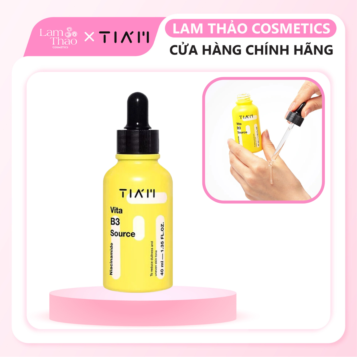 Tinh chất phục hồi da sáng khỏe sau mụn giảm thâm nám tiam vita b3 source serum 40ml