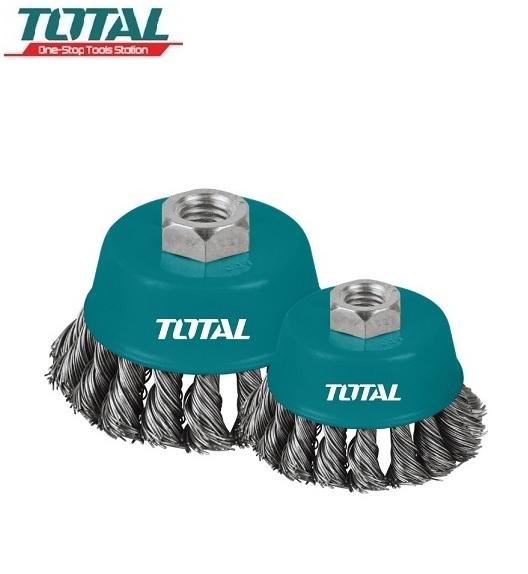 Total - TAC32042 Chén cước (chổi cước) thép xoắn 100mm cốt M14