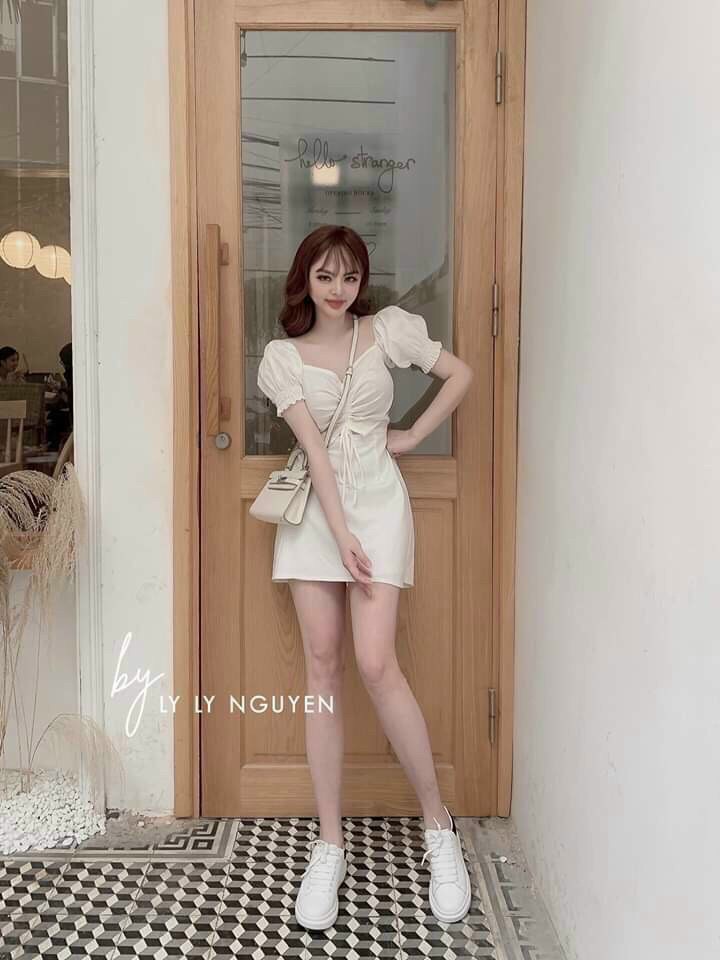 Đầm voan rút ngực hở eo đáng yêu TTSA0903