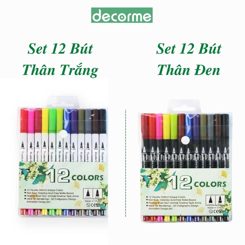 Bút dual brush pen fineliner set 12 24 36 bút calligraphy phụ kiện vpp