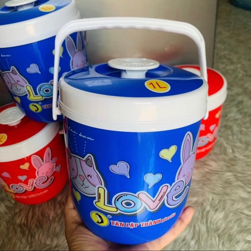 Bình đá 1L giữ nhiệt uống trà sữa, trà chanh Tân Lập Thành, Xô đá nhỏ gọn quai xách tiện lợi, bình nước, bình nước đá, bình đựng nước, bình, bình nước 1L, bình 1L nước, bình nước đựng đá