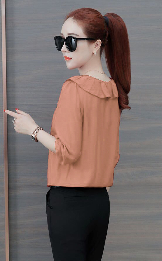 [4.4 Hoàn tiền 15%]Áo sơ mi cổ sen bèo duyên dáng - MS0112A