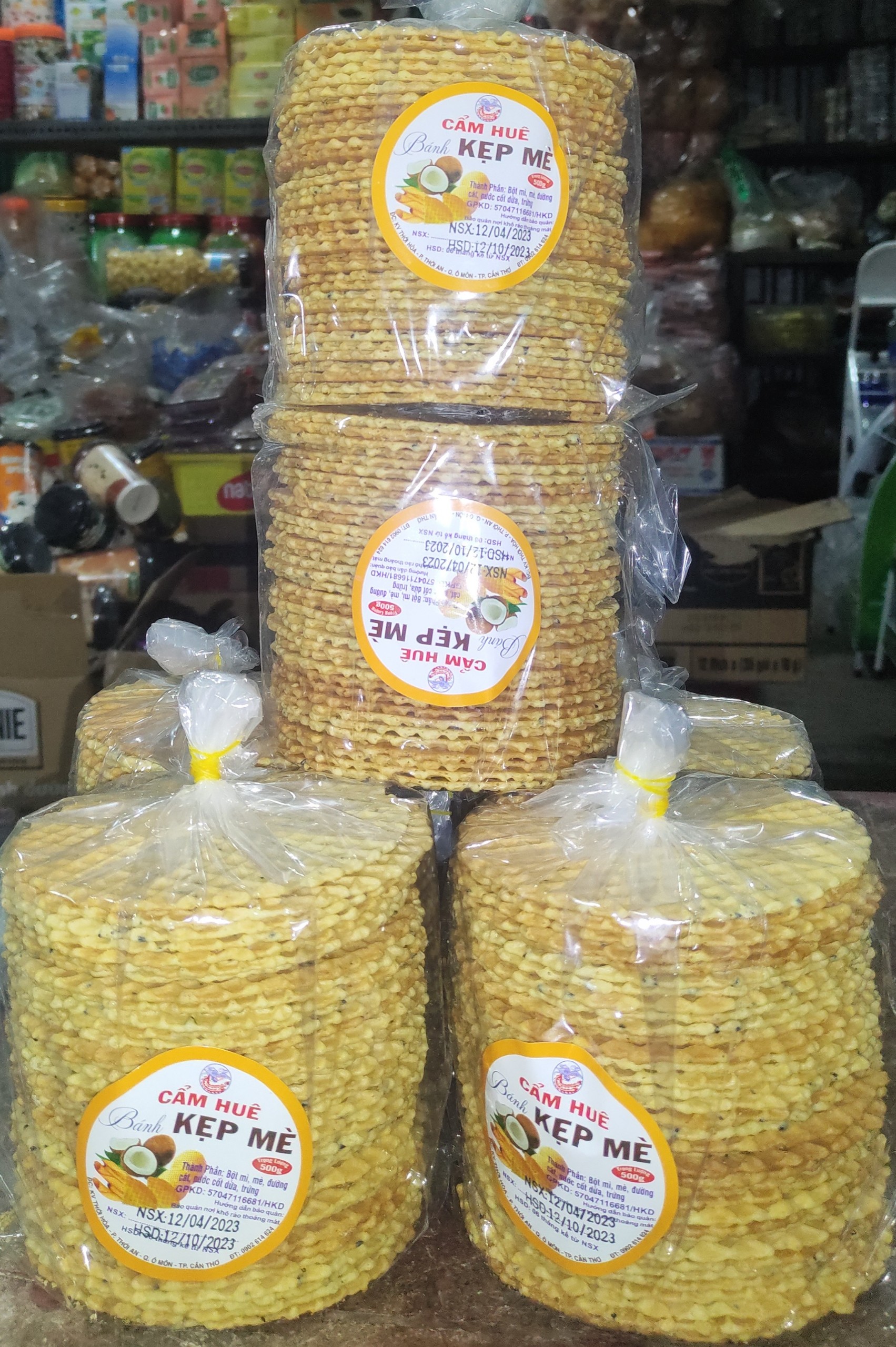 Bánh Kẹp Mè Cẩm Huê 500g (Shạp Bánh Hoàng Yến)