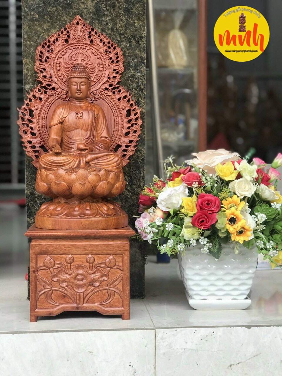 Bộ Tượng Gỗ Điêu Khắc Thất Phật Dược Sư