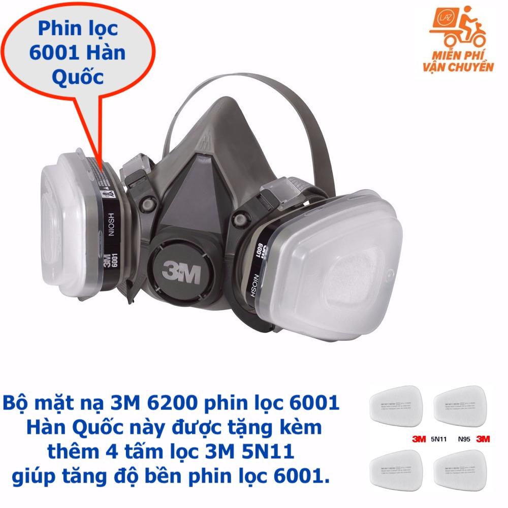 Bộ 1 Cái Mặt Nạ Lọc 6200 Bảo Hộ Phòng Độc Chống Khói Và 2 Phin Lọc 6001 (Xám)