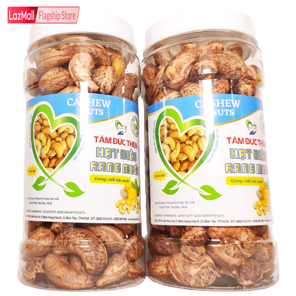 Combo 2 Hộp Hộp 250GR Hạt Điều Nguyên Hạt Vỏ Lụa Rang Muối Chuẩn A+ Tâm Đức Thiện 100% Bình Phước Rang Củi Thủ Công Tiêu Chuẩn Xuất Khẩu Thực Phẩm Đóng Hộp Ăn Liền Cao Cấp đồ ăn vặt Không Chất Béo, Cholesterol, bánh kẹo