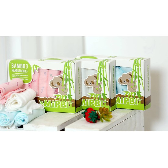 Khăn sữa tre Mipbi siêu mềm mịn 3 lớp 30x30cm ( hộp 6c )