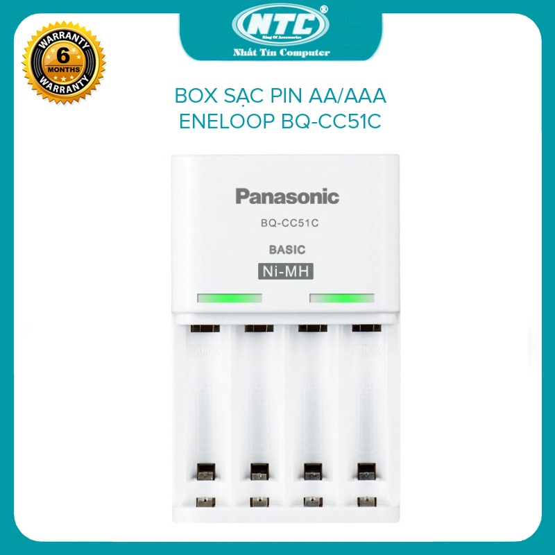 Box sạc Eneloop BQ-CC51C Basic dành cho pin AA/AAA (Trắng) Nhất Tín Computer