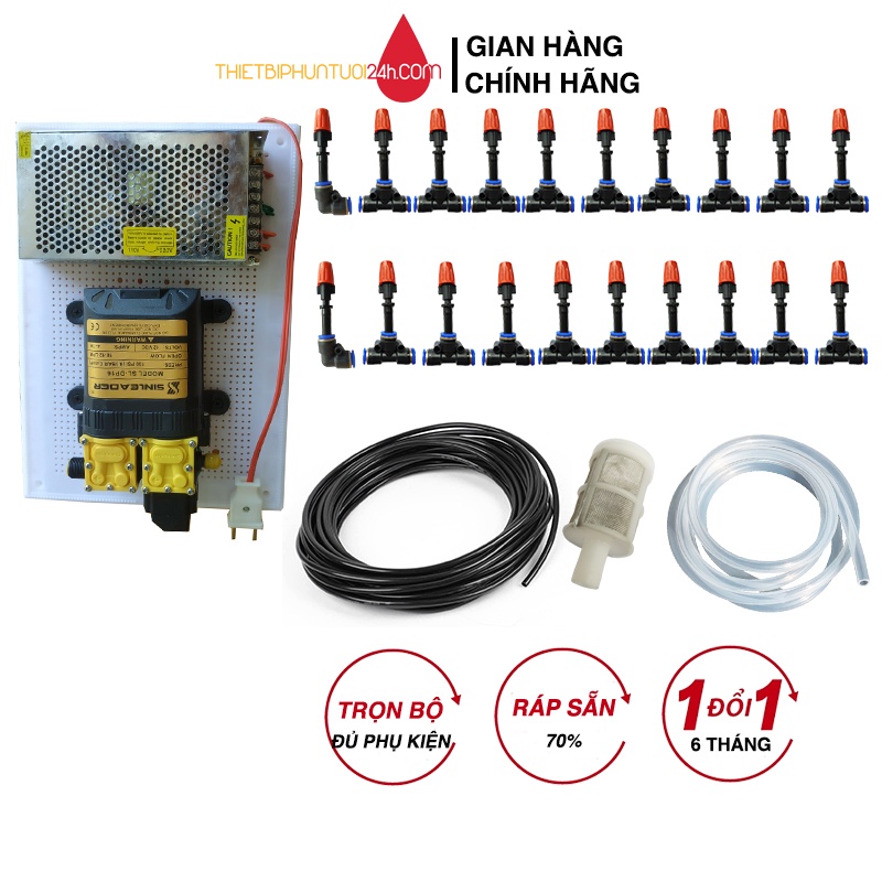 Trọn bộ tưới phun sương vườn lan vườn cây cảnh hoa hồng 20 béc phun sương cam ráp sẵn bảng điện vườn 20m2 25m2-MHL