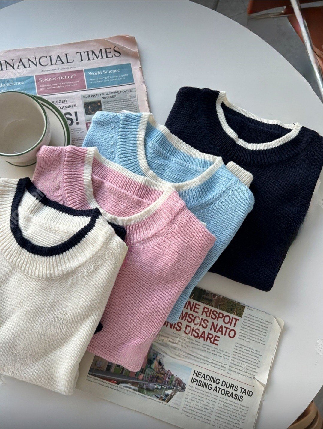 [ogniM Seoul] Áo len tay ngắn phong cách Hàn Quốc (Made in Korea)
