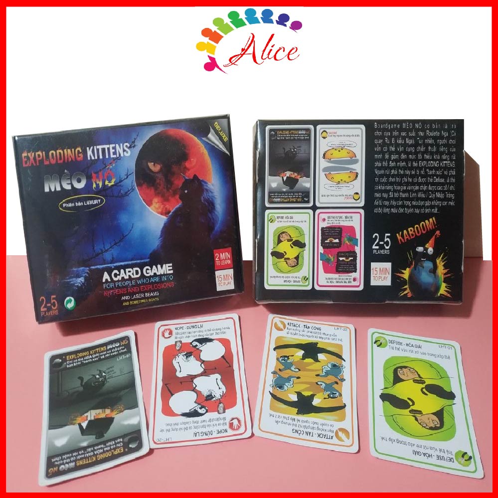 Bộ trò chơi board game mèo nổ exploding kittens 56 thẻ phiên bản tiếng việt
