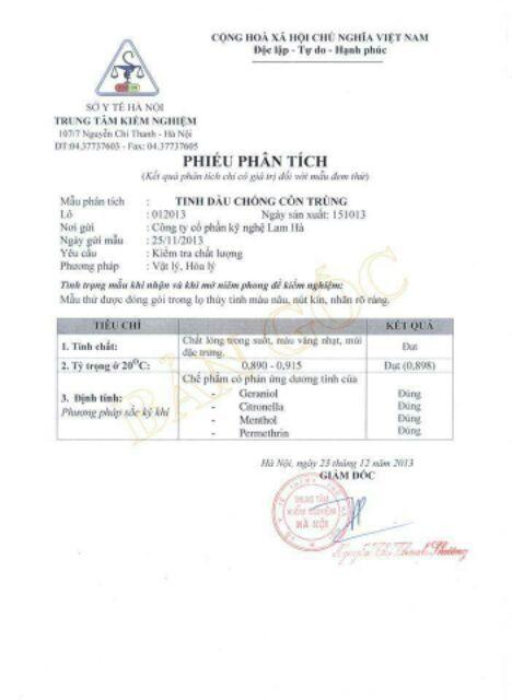 Tinh dầu chống côn trùng Lam Hà 100ml