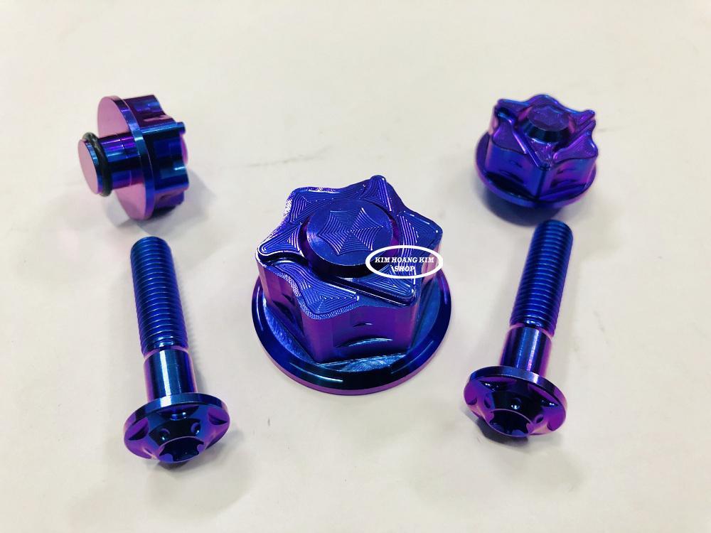 Bộ 5 con ốc GR5 gắn Ghi Đông Satria,Raider Fi 2018,2019 (100% titan)