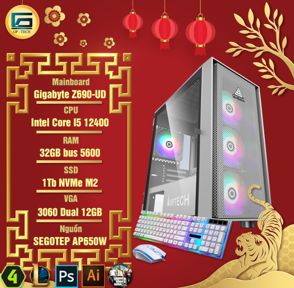 Máy PC Core i5 gen 12 Chiến Pubg PC, GTA5, CS:GO, Liên Minh và game offline nặng