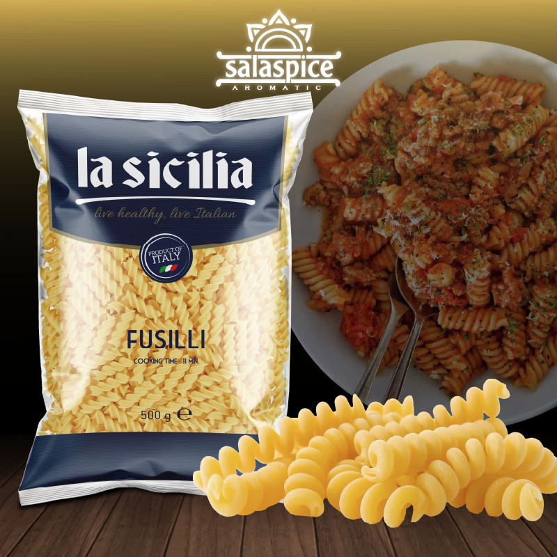 Nui Xoắn Fusilli Pasta La Sicilia nhập khẩu Ý gói 500gr