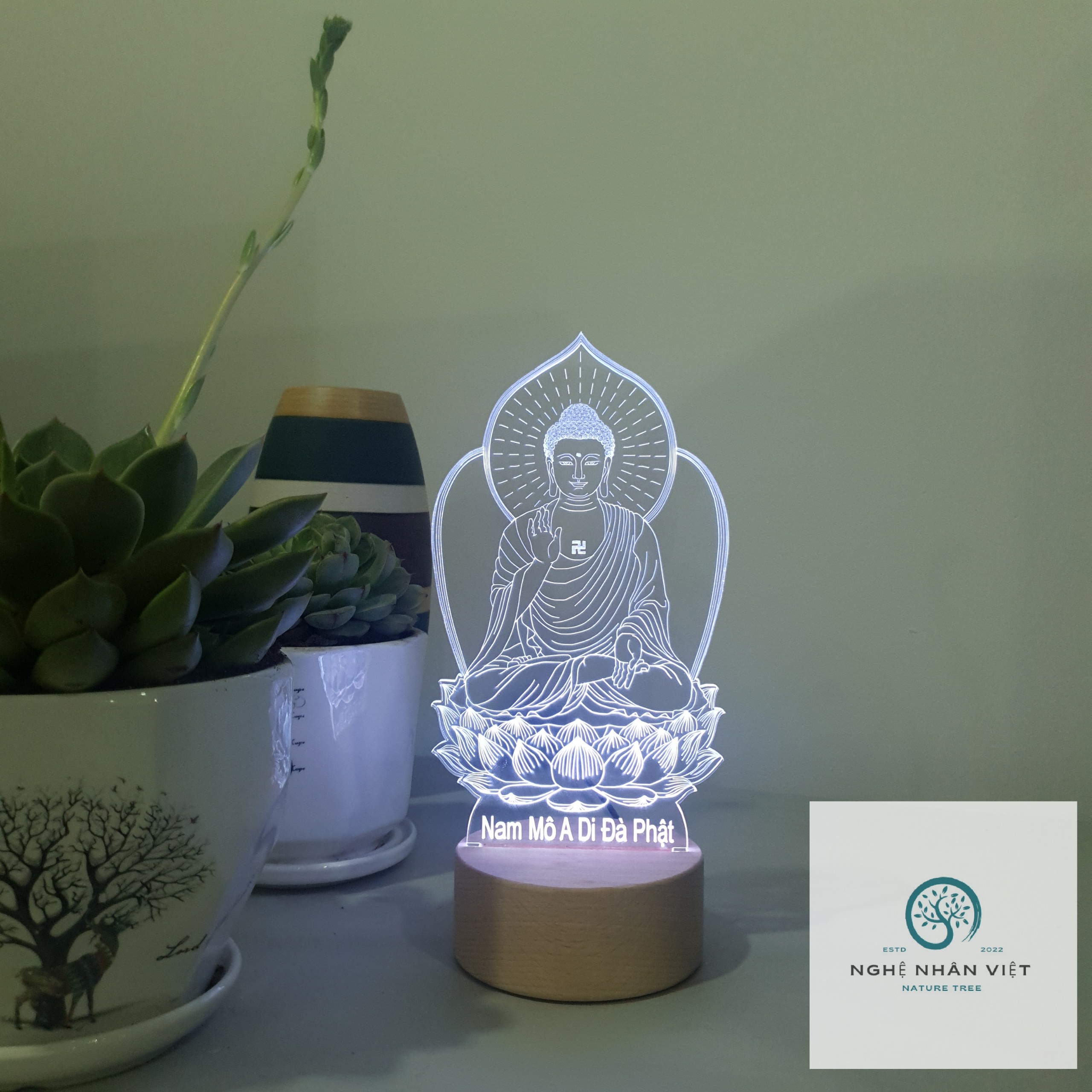 Đèn 3D Decor Phật A Di Đà