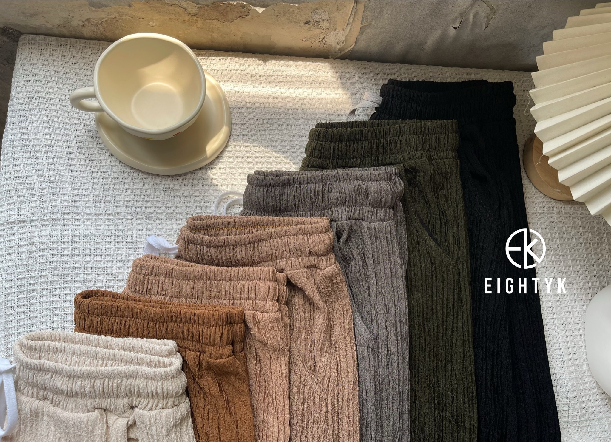 EIGHTYK Quần Dài Cullotes Thun Vải Xốp