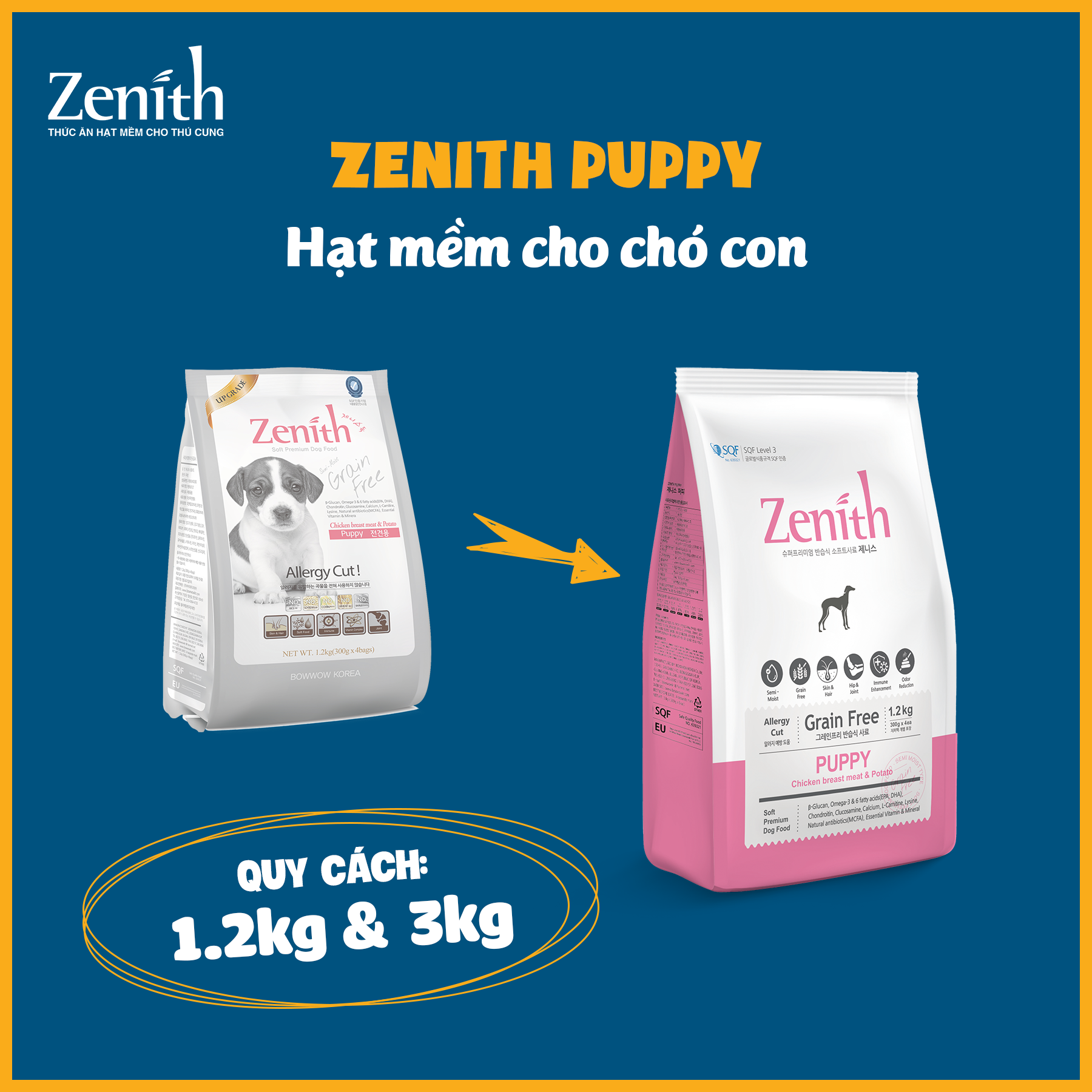[MẪU MỚI 2020] THỨC ĂN HẠT MỀM DÀNH CHO CHÓ CON - ZENITH BOWBOW - HÀN QUỐC