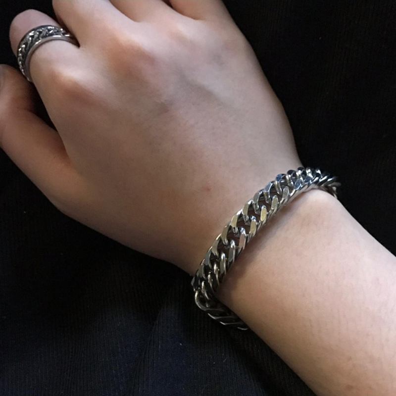 [HCM]Vòng tay nam kiểu dây xích khoen lật style cá tính