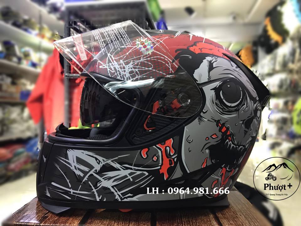 Mũ bảo hiểm fullface GXT 358 2 kính tem mới