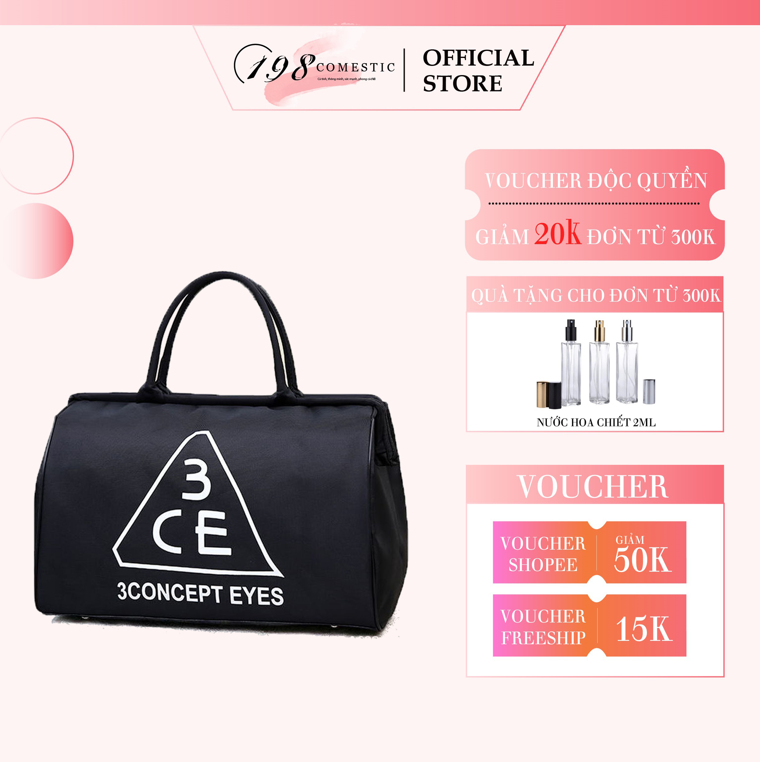 Túi 3CE cao cấp chuyên dụng đựng đồ Makeup đồ phụ kiện làm tóc.