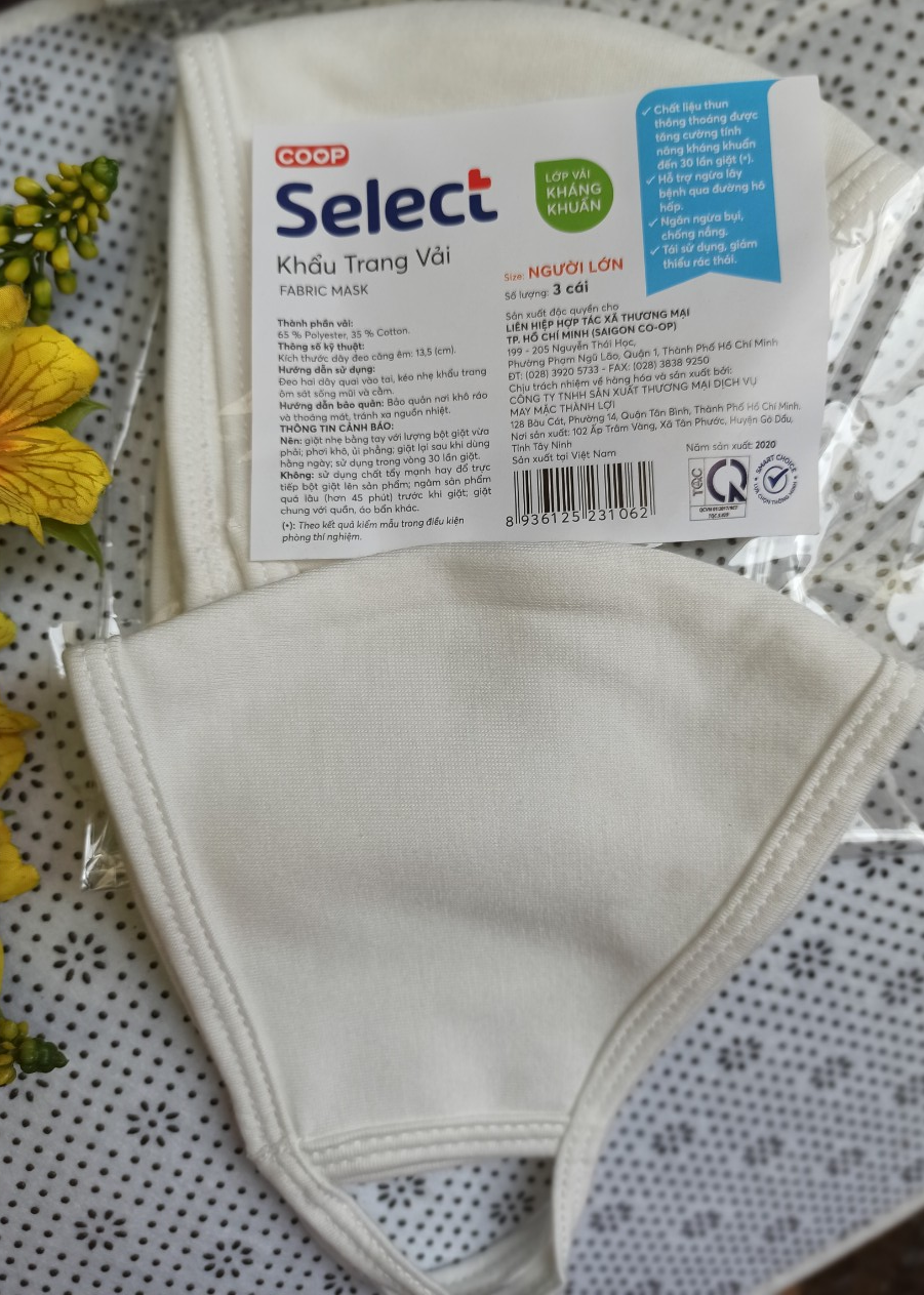 [HCM]Combo 3 khẩu trang vải Coop.Select kháng khuẩn (người lớn)