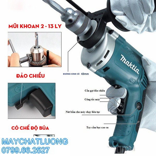 [HCM]MÁY KHOAN MAKTA HP1630 ĐẦU KẸP 13mm