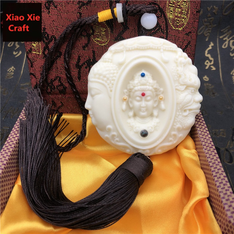 【现货直发】象牙果一念之间车挂件阿弥陀佛吊坠观音佛魔手把件男女项链保平安家居装饰 吉祥物