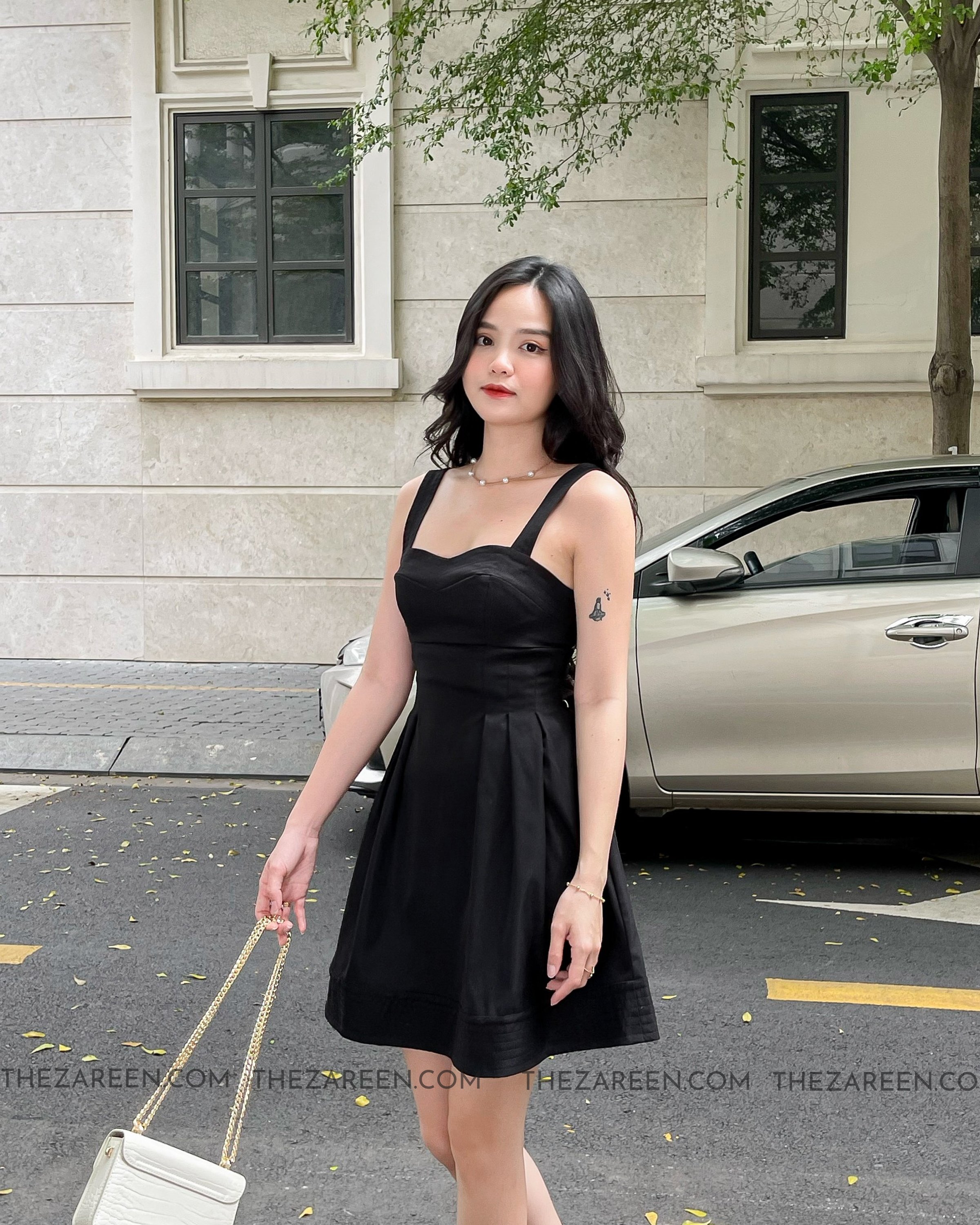 ZAREEN | ĐẦM TIỆC DÁNG XÒE 2 DÂY DAX60 ĐEN
