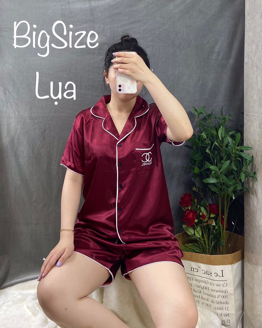 Đồ Bộ Pijama Lụa BigSize thiêu túi đùi Form BigSize 60kg đến 75kg