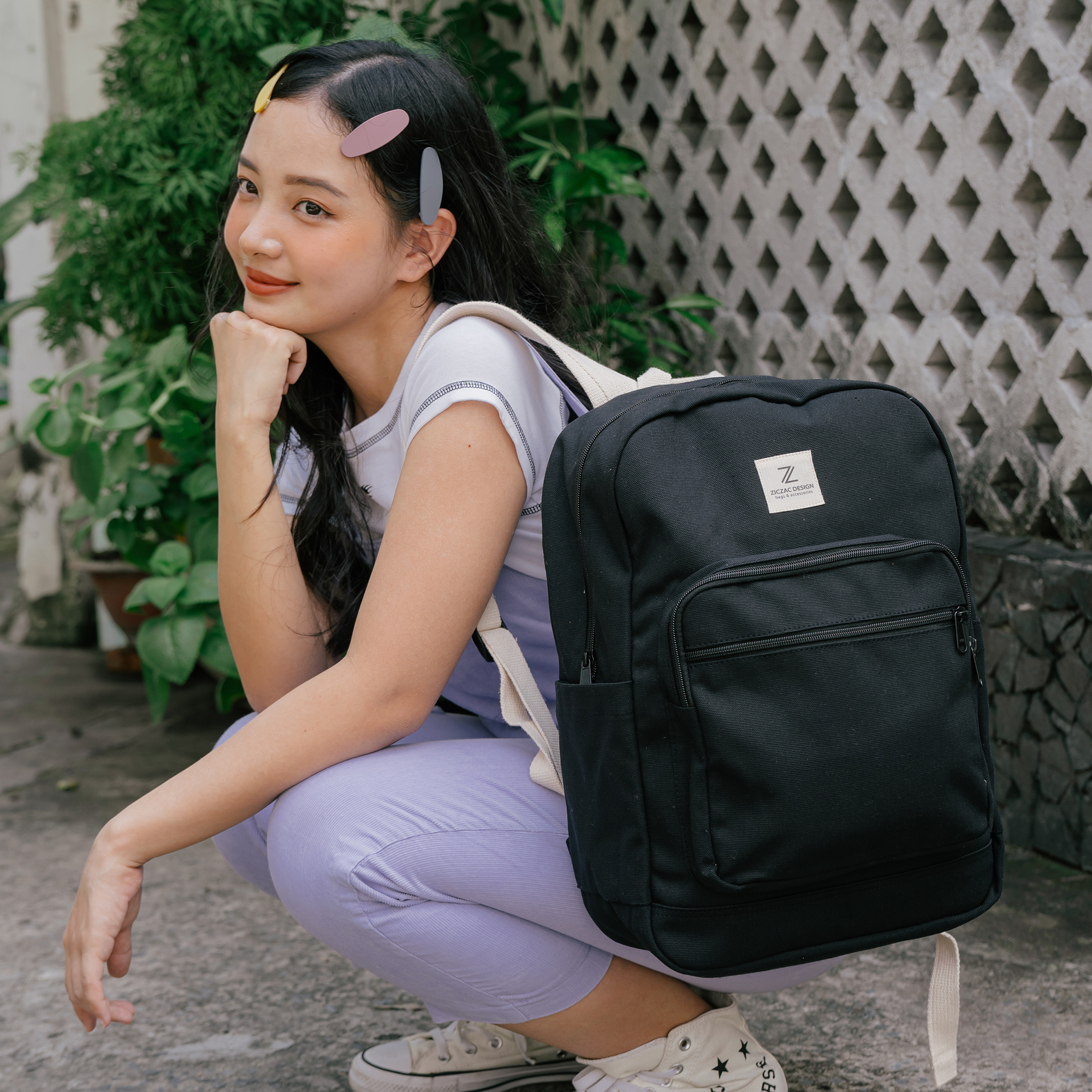 Balo vải canvas Classic màu trơn | Ziczac Design