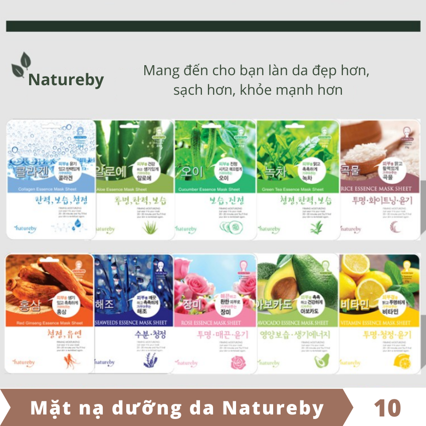 [HCM]Mặt nạ dưỡng da Natureby Hàn Quốc - Combo 10 miếng