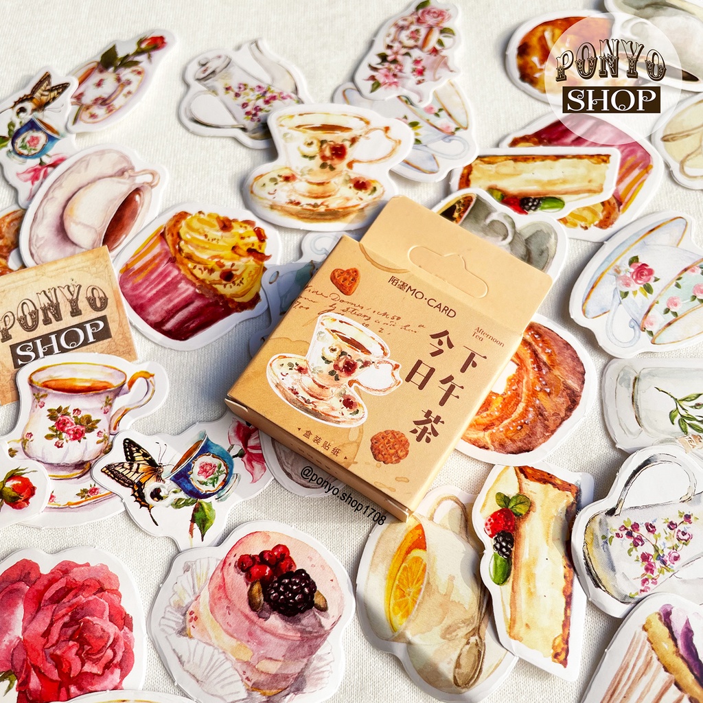 ☕️ Hộp 46 sticker nhãn dán Break Time (Love Coffee) trang trí Scrapbook