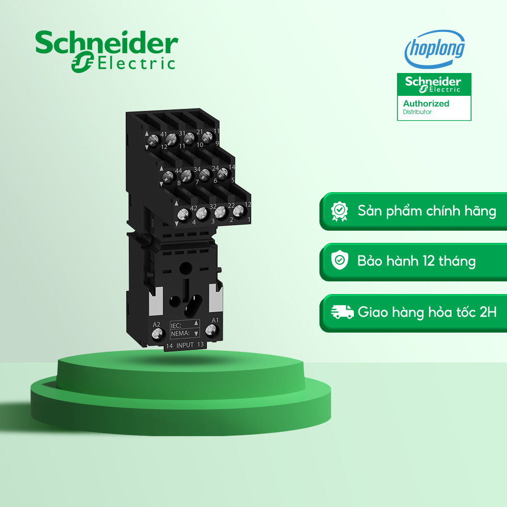 Đế relay RXZE2S114M Schneider - 4 Poles (14 chân) - DIN Rail