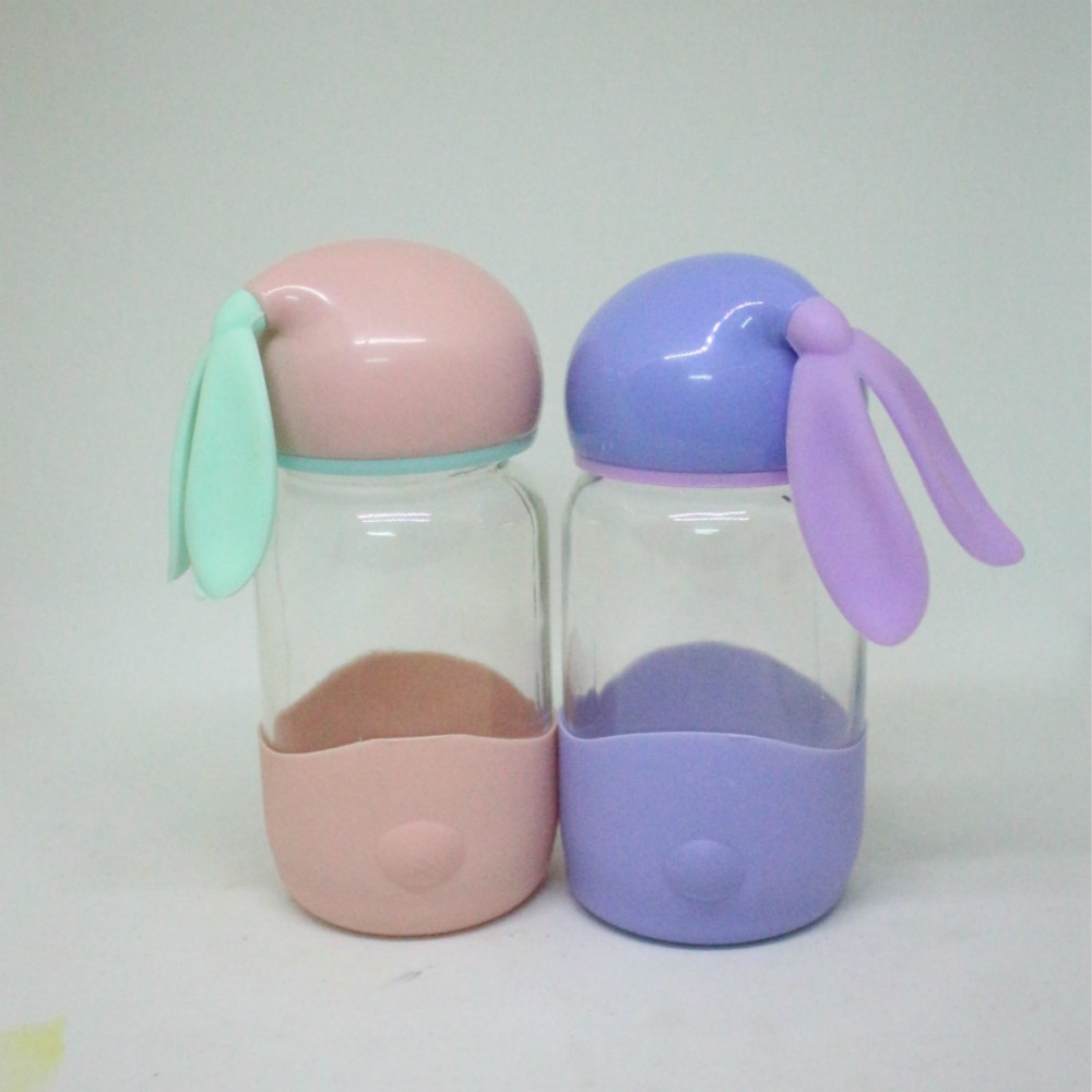 [HCM]BÌnh nước thủy tinh con thỏ dể thương 300ml