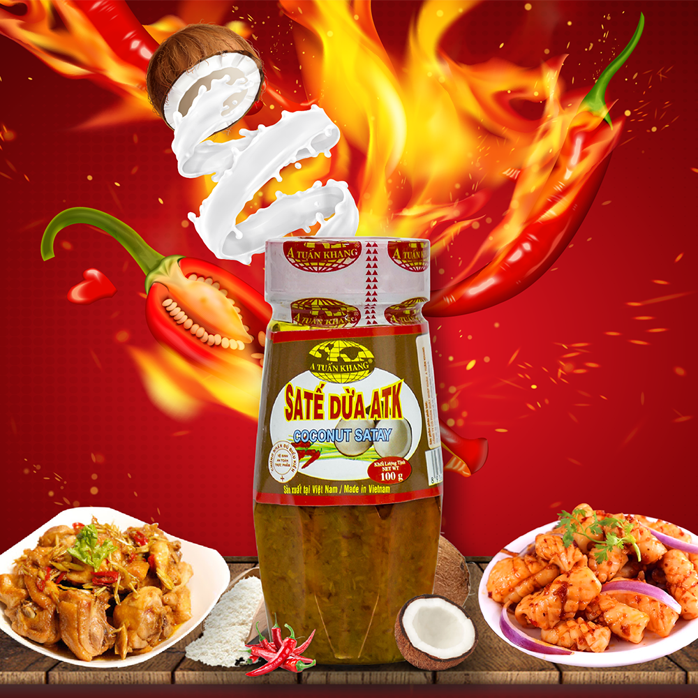 Sate Cơm Dừa Vị Cay Thơm Béo - Gia Vị Trộn Mì, Hủ Tiếu, Phở, Cơm, Ướp Thịt, Dùng Được Cho Người Ăn Chay | A TUẤN KHANG