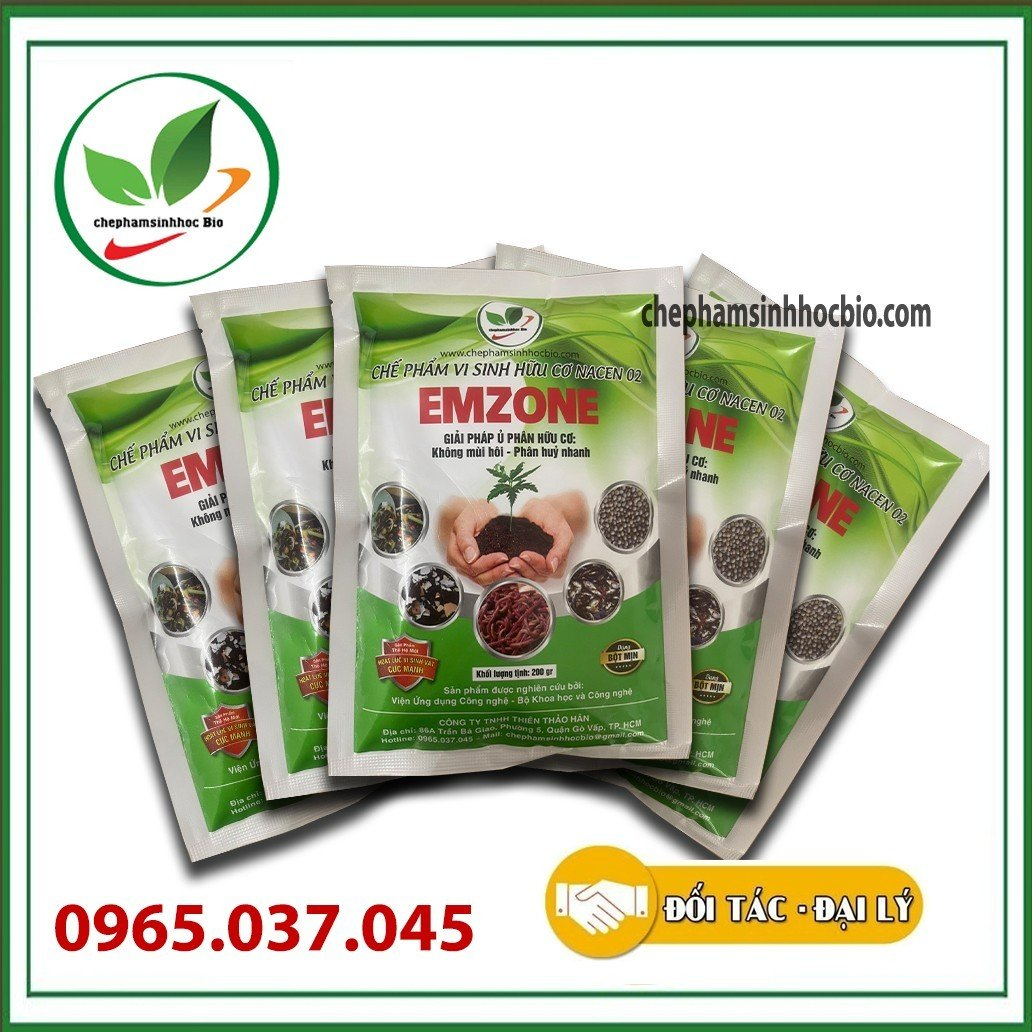 Combo 5 gói men vi sinh Emzone. Khử mùi hôi phân cá, ủ đậu tương và rác thải sinh hoạt. Gói 200Gr