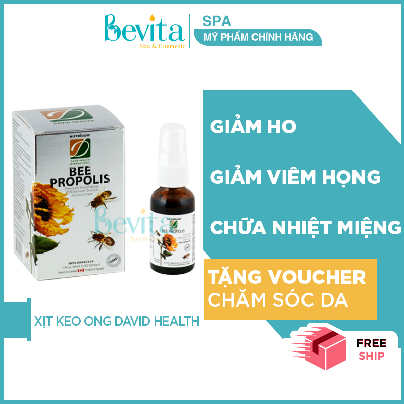 [HCM][Giảm Ho Rất Hiệu Quả] Xịt Keo Ong Giảm Ho David Health Bee Propolis 30ml Giảm Viêm Họng Nhiệt Miệng - Bevita