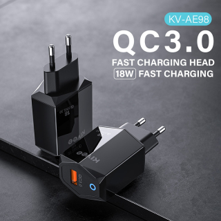 Củ Sạc Nhanh 18W Quick Charge 3.0, Led Định Vị Đêm, cục sạc nhanh iPhone Samsung Oppo Xiaomi(AE98)KIVEE thumbnail
