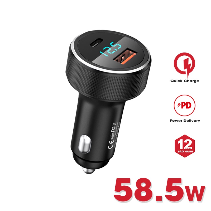 Tẩu sạc điện thoại trên ô tô hỗ trợ sạc nhanh remax rcc325/remax rcc237/remax rcc215 2 cổng 1usb+1c