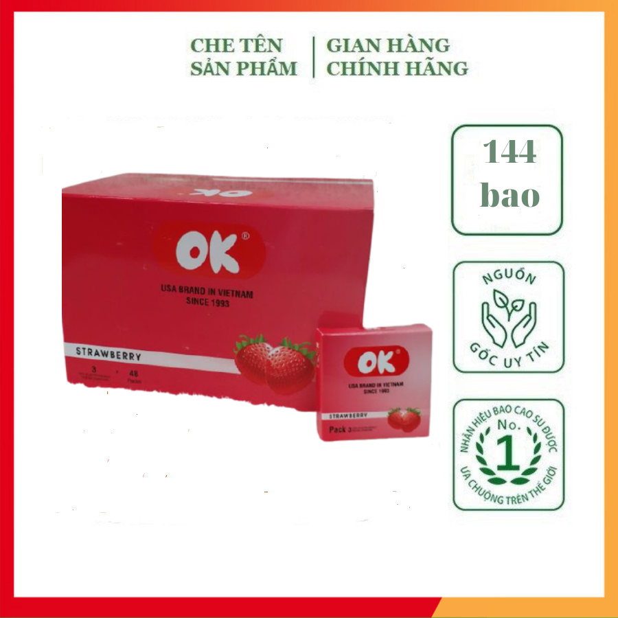 Bao cao su OK trơn siêu mỏng hàng Việt Nam chất lượng cao giúp cải thiện thời gian yêu của bạn hộp lớn 144 bao