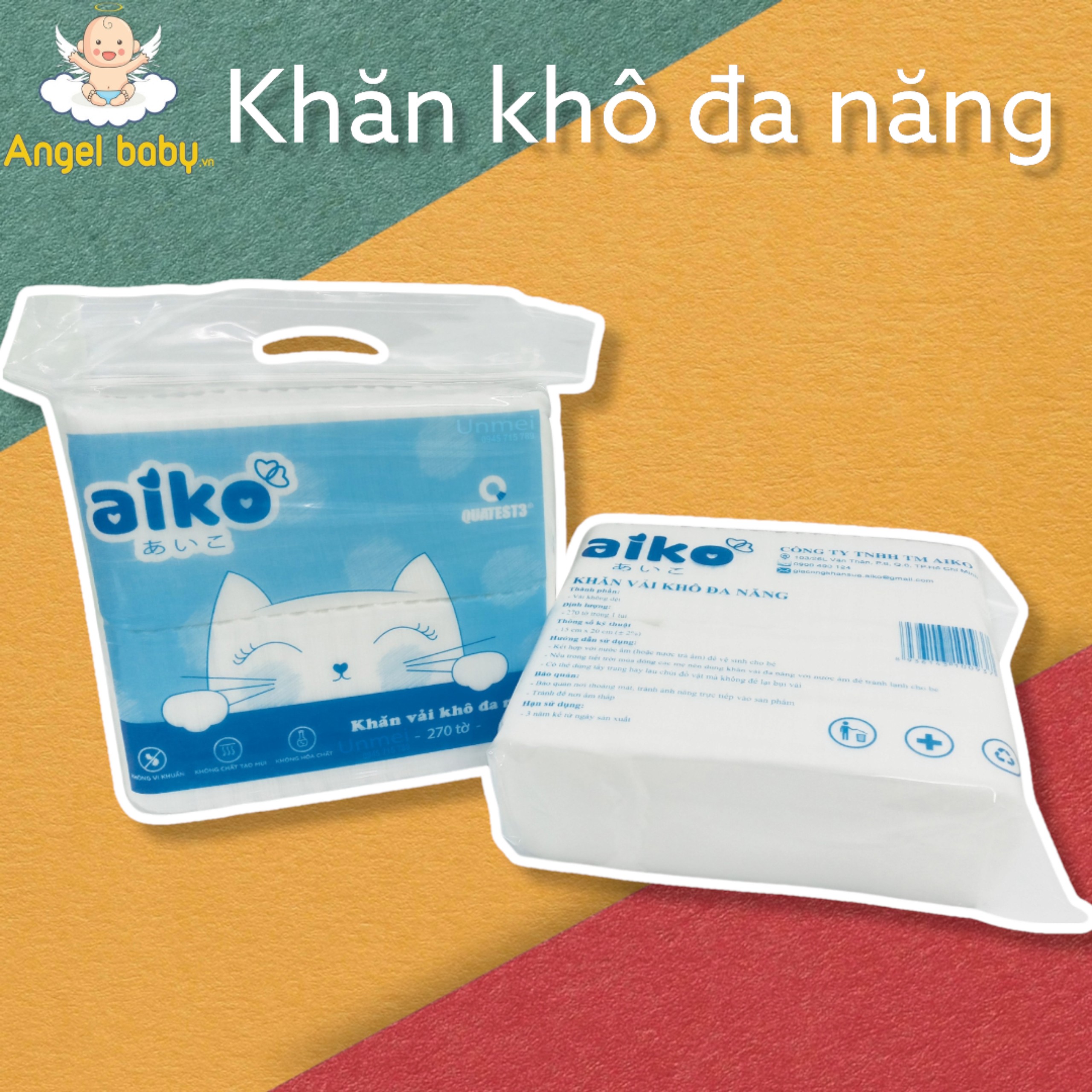Khăn vải khô đa năng Aiko 270 tờ