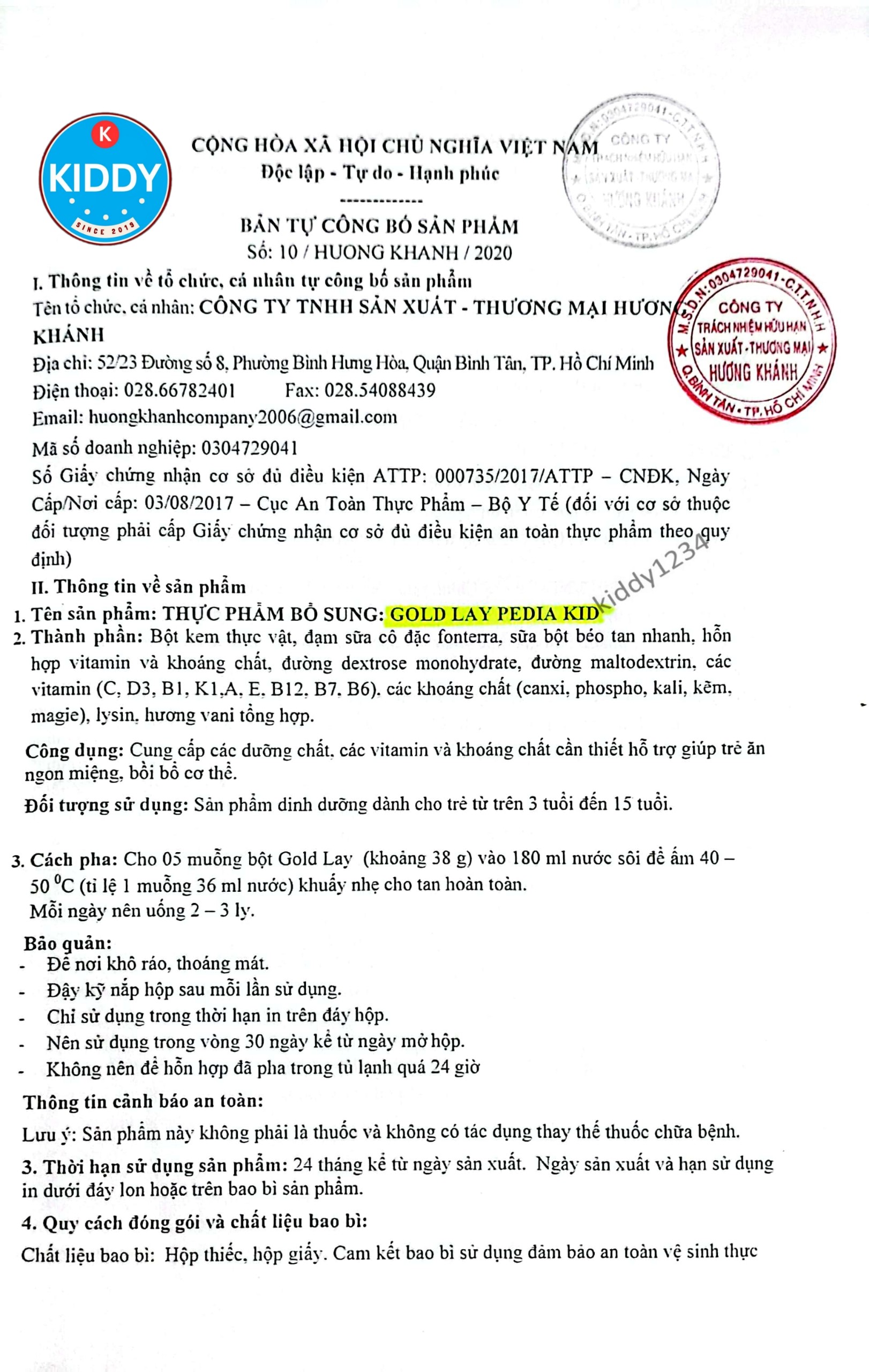 Sữa GoldLay Pedia 900g cho trẻ biếng ăn (gold lay)