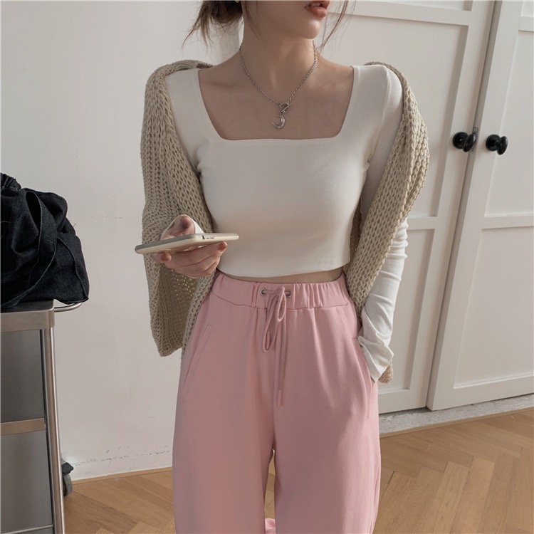 MS6844 Áo thun nữ cổ vuông croptop cá tính