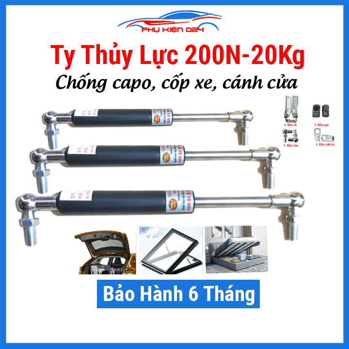 1 Cây ty thủy lực 200N - 20kg chống nắp capo, cốp ô tô, cánh cửa công nghiệp trợ nâng, trợ lực tốt
