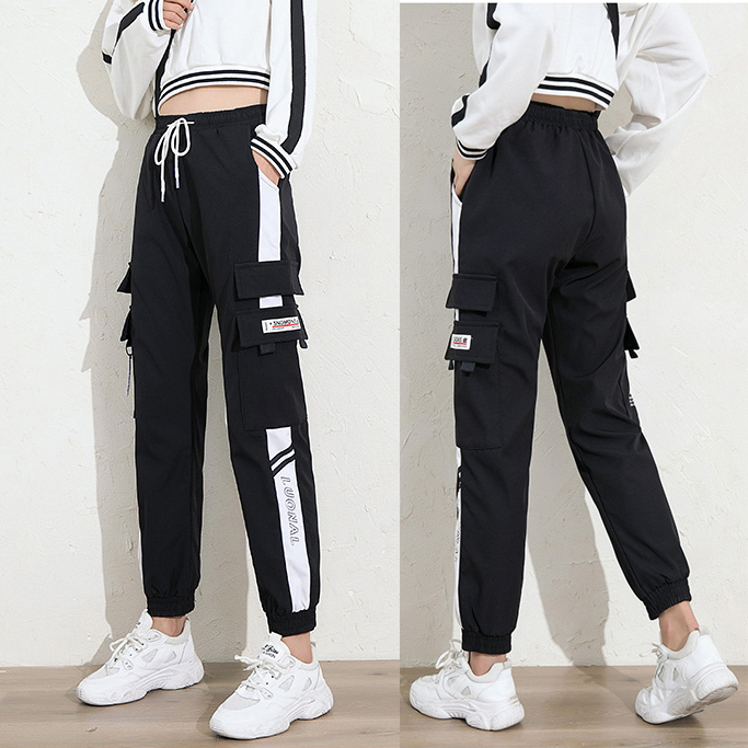 Quần JOGGER Nữ Túi Hộp Phối Sọc Trắng Cá Tính Chất Thun Cao Cấp Siêu Co Giãn FASHION4MEN JOGGER NAM 9000051V1