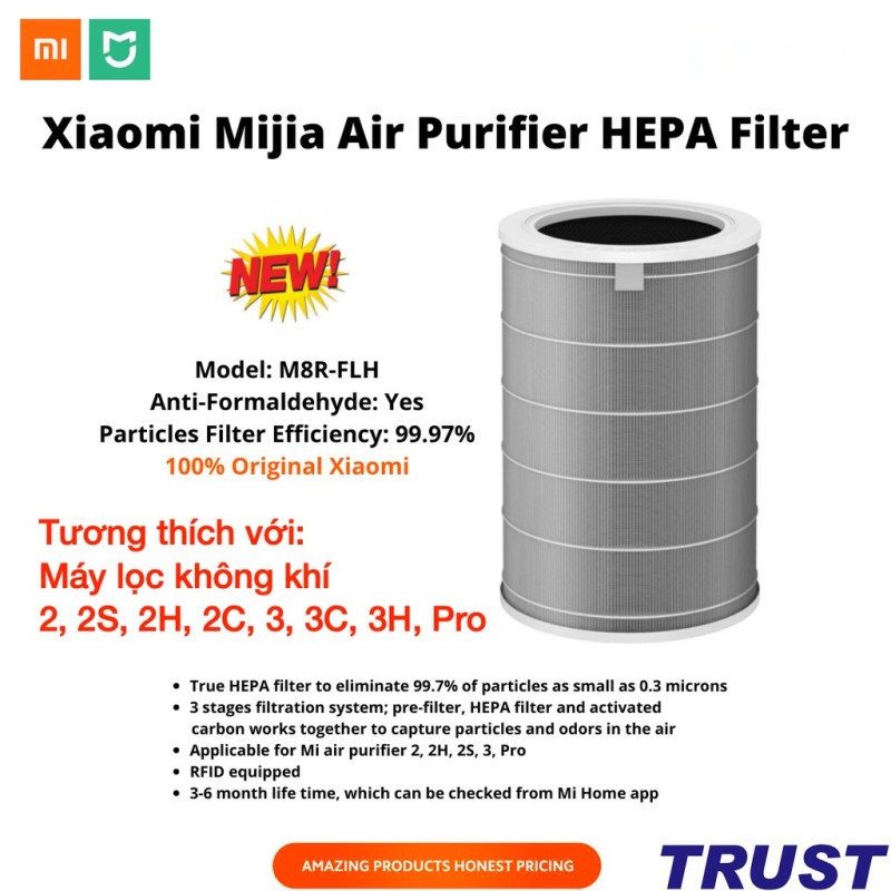 Bảng giá Lõi Lọc Không Khí Xiaomi HEPA Mi Air Purifier Filter-Tương thích với: Máy lọc không khí 2, 2S, 2H, 2C, 3, 3C, 3H, Pro